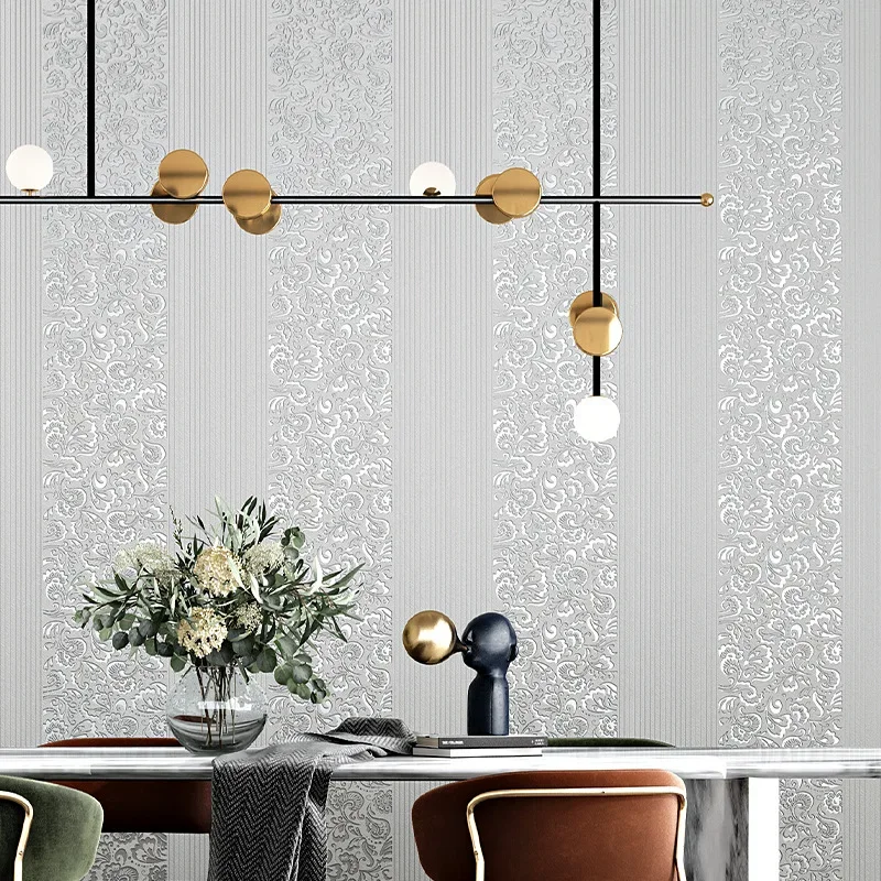 European-Style Non-Woven Wallpaper Gray Wallpaper High Grade Gray Series Modern Minimalist Nordic Wallpaper Vertical Stripes