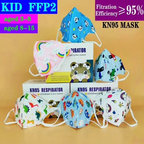 Imagen 2 del producto FFP2 CE máscara KN95 niños 5 capas máscara facial chico 3-8 8-15 años dibujos animados máscara filtro respirador Mascarilla