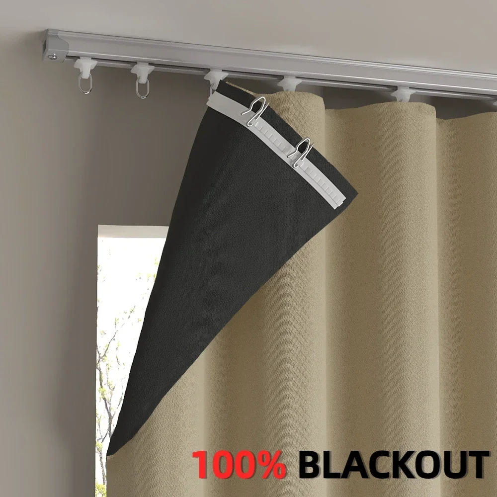 

1PC Window Door Curtains for Living Room 100% Blackout Partition Window Bedroom Hook Curtain High Shading Protection