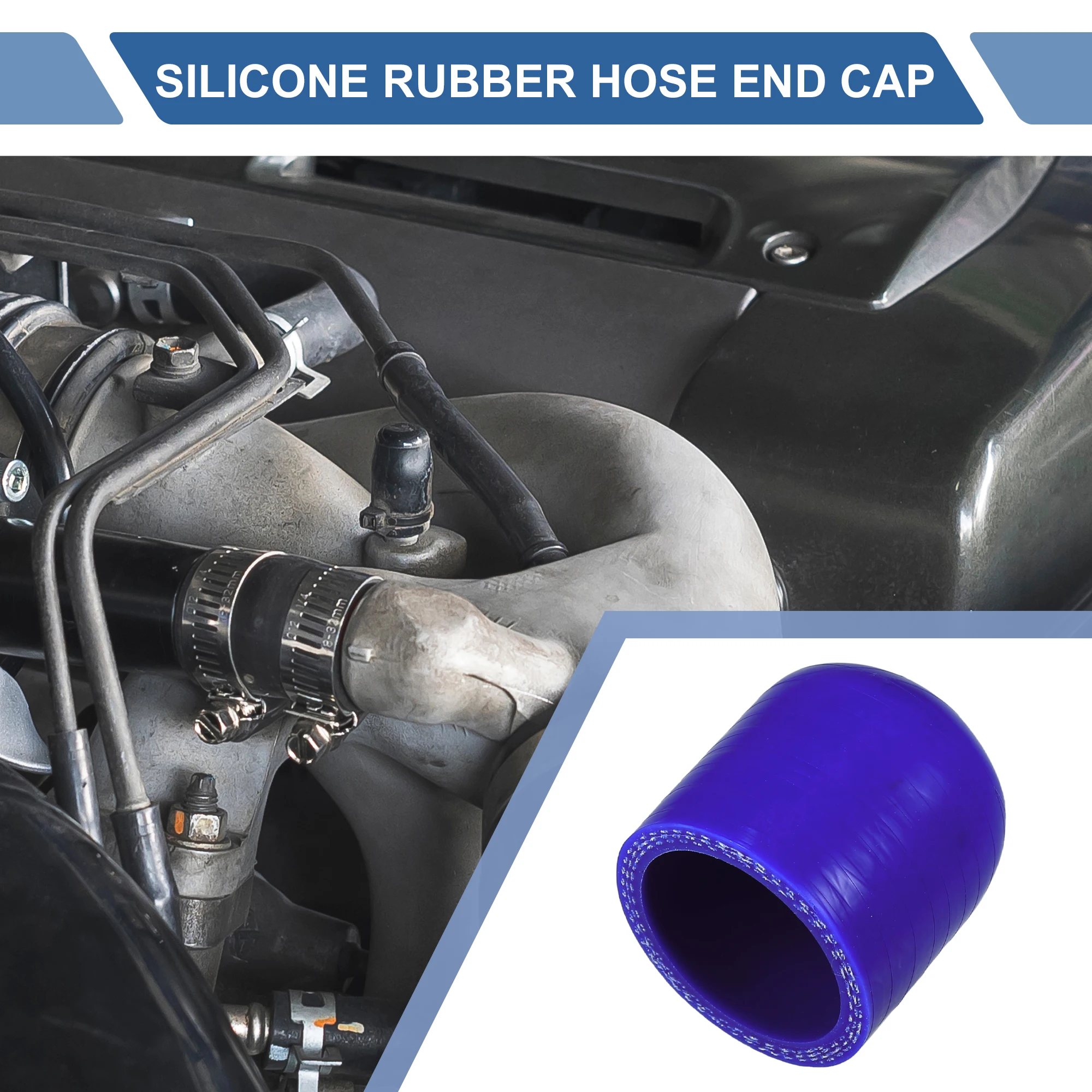 UXCELL 6mm-40mm ID 30mm Length Car Silicone Rubber Hose End Cap Silicone Reinforced Blanking Cap for Bypass Tube Blue