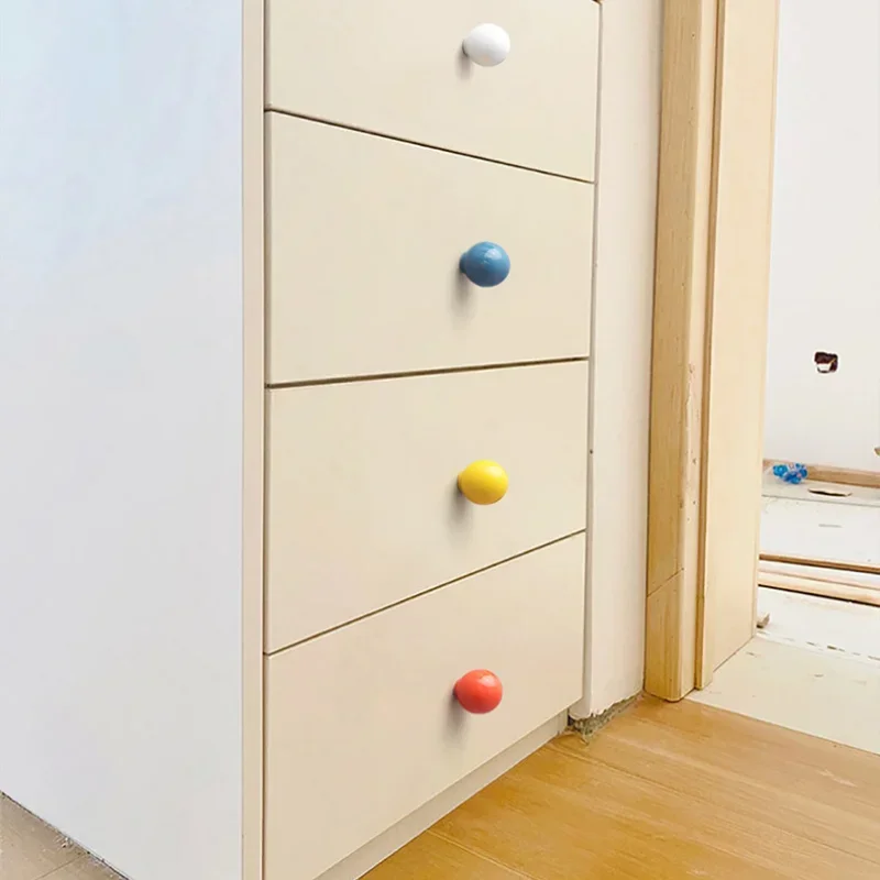 Colored Ceramic Handles Modern Minimalist High End Kids Room Wardrobe Doors Cabinets Drawers Cute Ball Handles