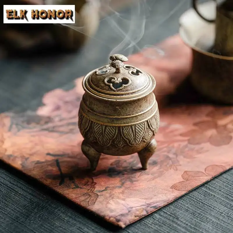 ZAEYORIA Chestnut Shell Sprinkle Gold Incense Holder Zen Garden Incense Burners Stand for Incense Meditation Censer Cafes Craft
