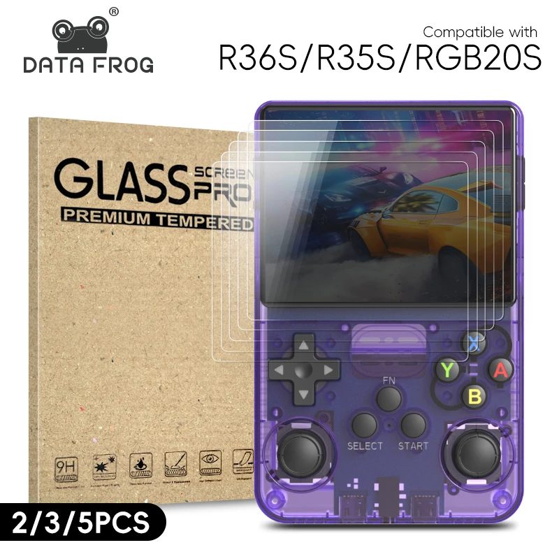 Data Frog 2/3/5pcs Tempered Glass Film For R36S 3.5 Inch Game Console Screen Protector Cover Film For R35S RGB20S Handheld