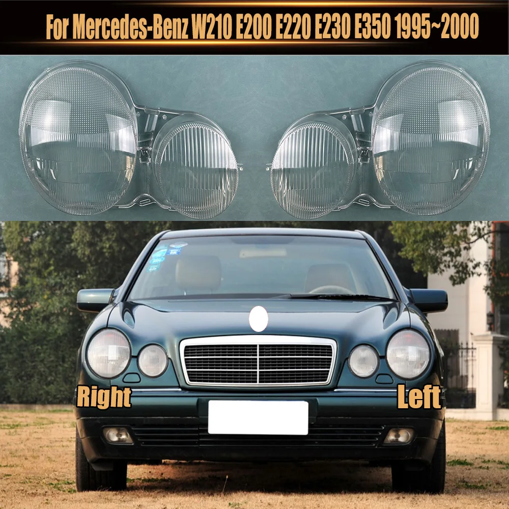 Dla Mercedes-Benz W210 E200 E220 E230 E350 1995~2000 Osłona reflektora Przezroczysta soczewka klosza reflektora Obudowa reflektora Szkło reflektora z pleksiglasu