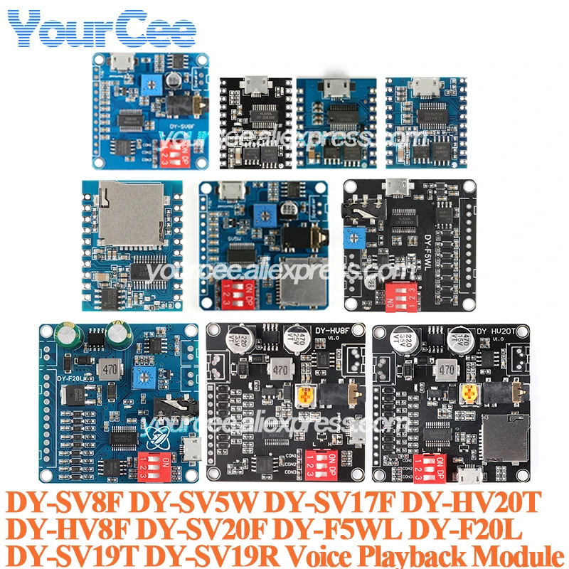 Voice Playback Module DY-SV17F DY-SV5W DY-SV8F DY-HV20T DY-HV8F DY-SV19R SV20F F5WL MP3 Player UART I/O Trigger Amplifier Board