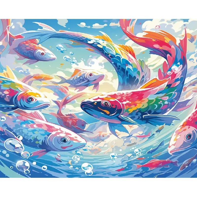 

GATYZTORY 40X50cm Painting By Numbers Two Fish Handpainted Drawing On Numbers Paint For Adults Canvas Painting Wall Decors