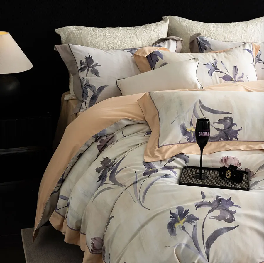 

Европейский и американский винтажный комплект постельного белья с цветочным принтом в стиле кантри, полный королевский хлопок, домашний текстиль, плоская простыня, наволочка, пододеяльник