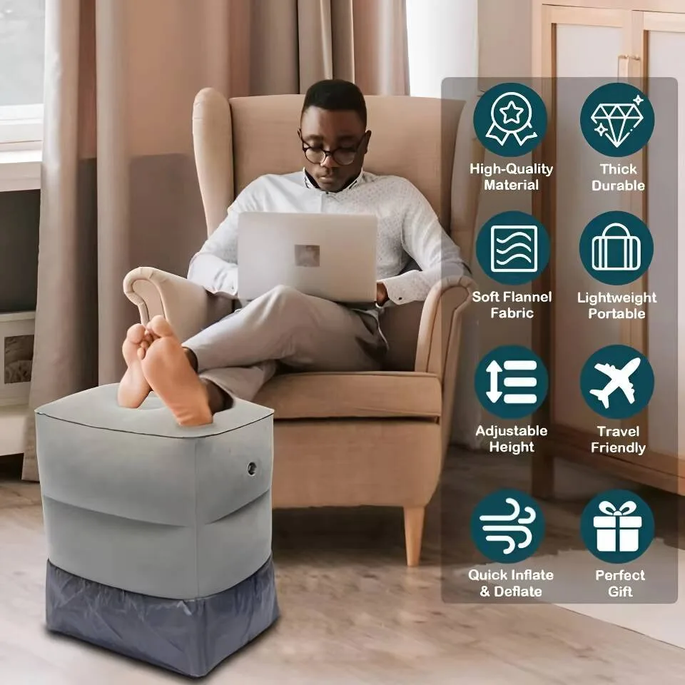 وسادة مسند قدم قابلة للنفخ للسفر ، سرير طفل صغير على الهواء ، ارتفاع قابل للتعديل ، كرسي الساق ، مقعد سيارة طيران طويل المدى ، مسند للقدمين #2