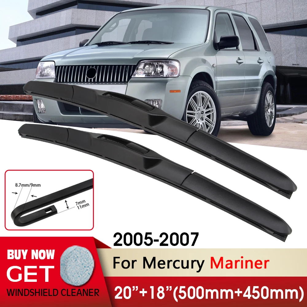 

Car Wiper RHD & LHD Front Wiper Blades 20"+18" For Mercury Mariner 2005-2007 Fit U Hook Arm Windshield Windscreen Front Window