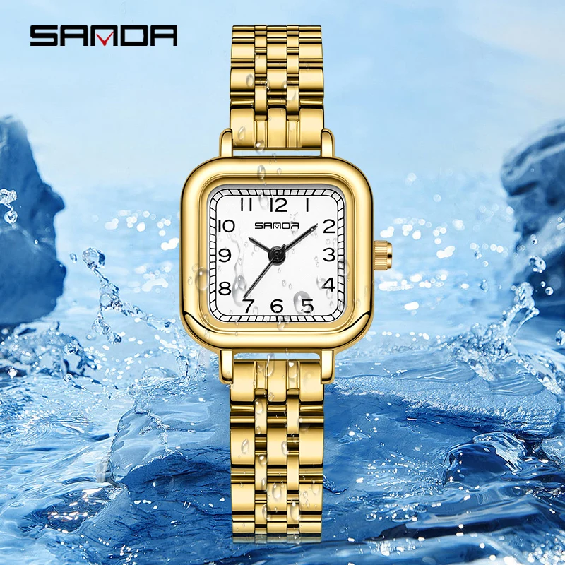 Top New 2023 Sanda 1120 Watch Square Watch Fashion Temperament Waterproof Quartz Women\'s Belt Simple Fresh Watch