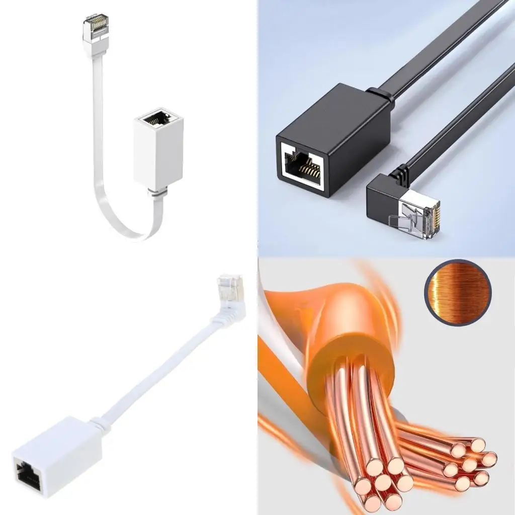 

Y1UB Cat7 Networking Extension Cable 10Gbps 90 Degree Down RJ45 Male to Female