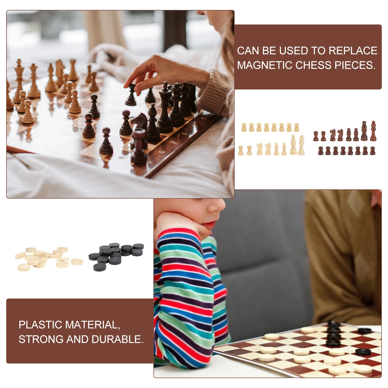 

Wooden Chess Board Box Smooth Texture Chessboard Toys Game Educational Challenge