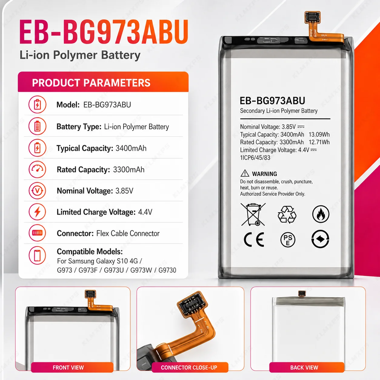 New 3400mAh Replacement Battery EB-BG973ABU With Repair Tools For Samsung Galaxy S10/S10X SM-G973 SM-G9730 G973F/U/W