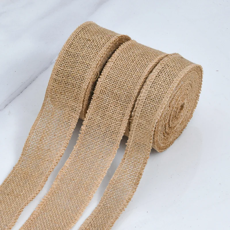 10M  Weaving Original Yellow Hemp Ribbon, Linen Belt, Coarse Hemp Cloth Belt, DIY Material, Christmas Tree Decoration Strap
