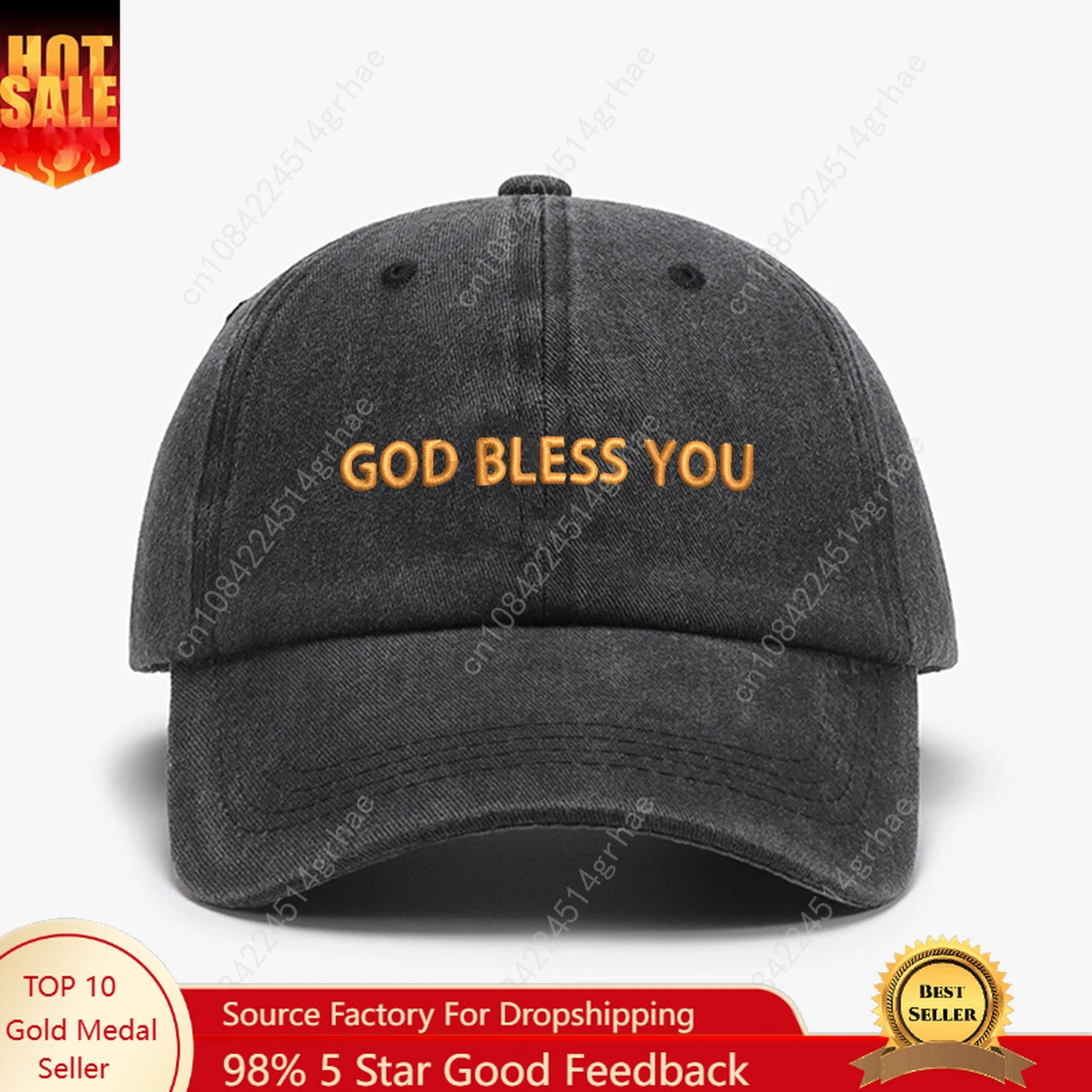 

1pc "GOD BLESS YOU" embroidered Baseball Cap - Fashionable Hard Top Sports Hat for Golf and Outdoor Activities