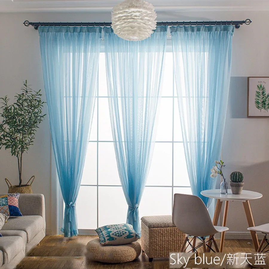 Champagne Sheer Window Curtains for Living Room Modern Colorful Solid Tulle White Voile For Wedding Decoration Materials #4