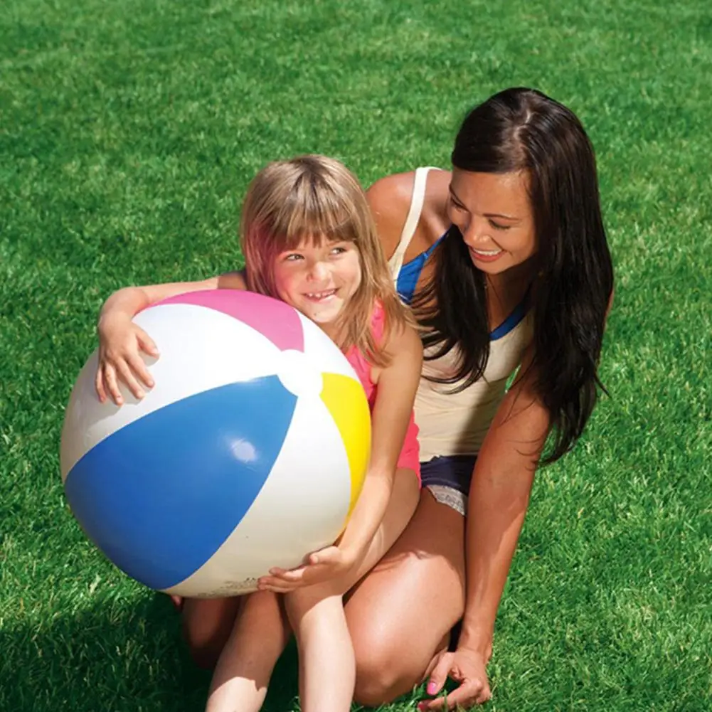 PVC Inflatable Beach Ball Swimming Pool Toy 51/61cm Big Rainbow Beach Ball Colourful Inflatable Pool Ball