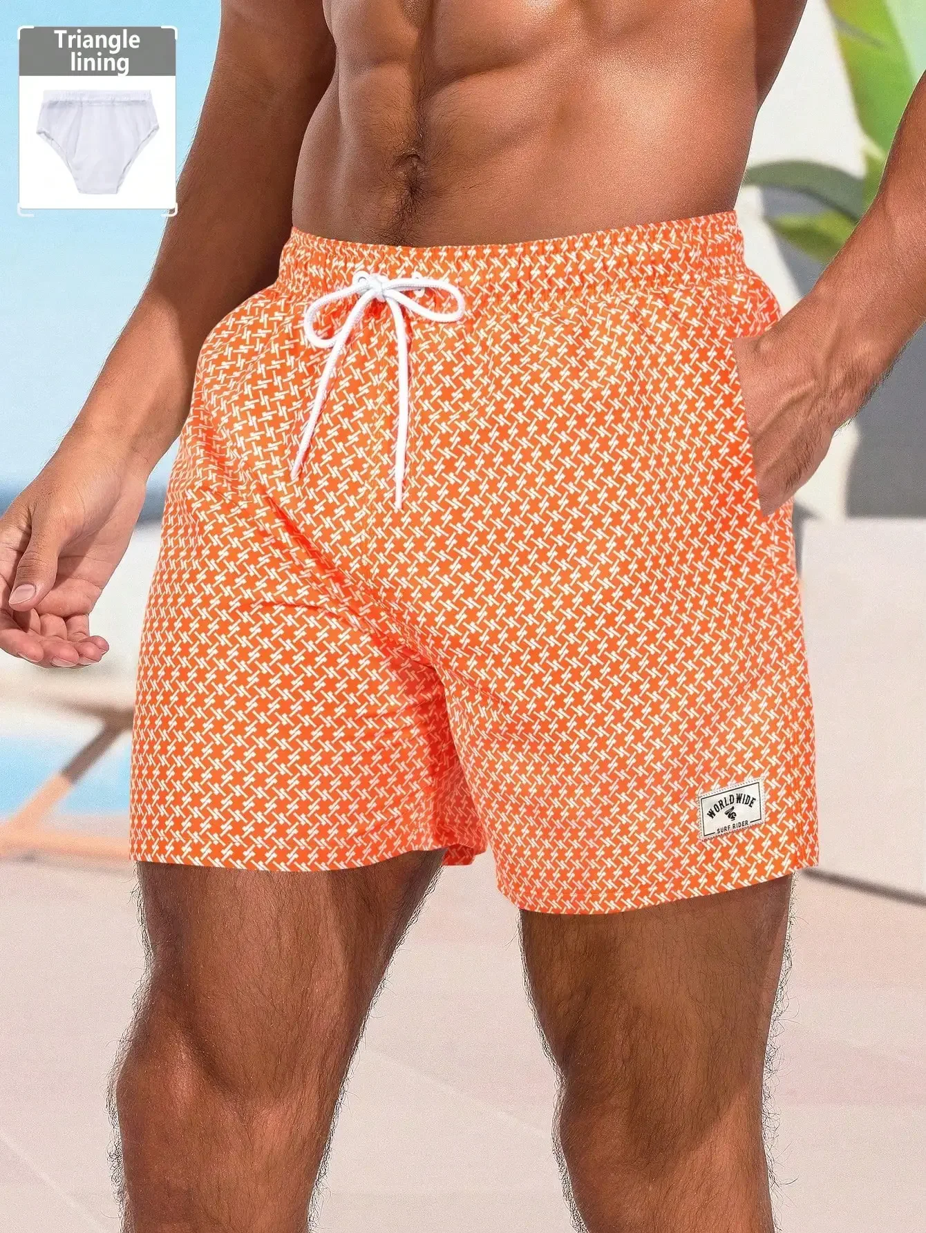 

Мужские пляжные шорты свободного кроя с треугольной подкладкой