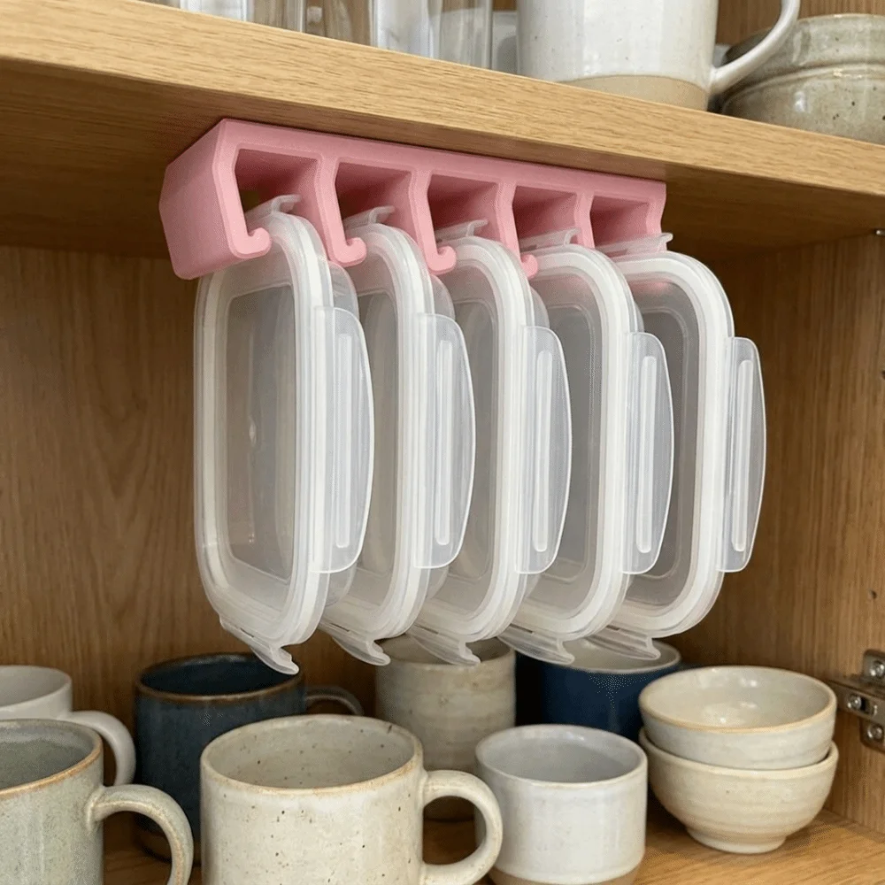3D Printing Crisper Lid Storage Rack Wall Mounted Space Saving Box Lid Storage Rack Mold Resistant with 5-slot Partition