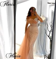 Champagne Simple Evening Dresses With Detachable Tulle Train Vintage Off Shoulder Prom Dresses Vestidos De Gala Boho Party Gowns