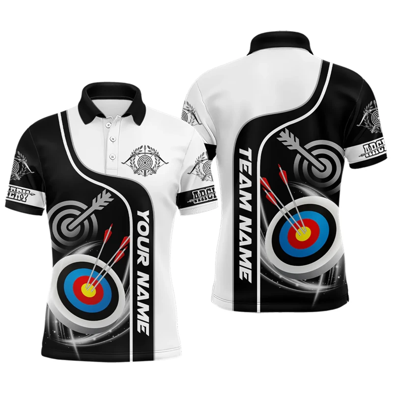 Trend Archery Graphic Polo Shirts For Men Personalized Name Team Name 3D Printed Sports Tops Casual Oversized Team Uniforms