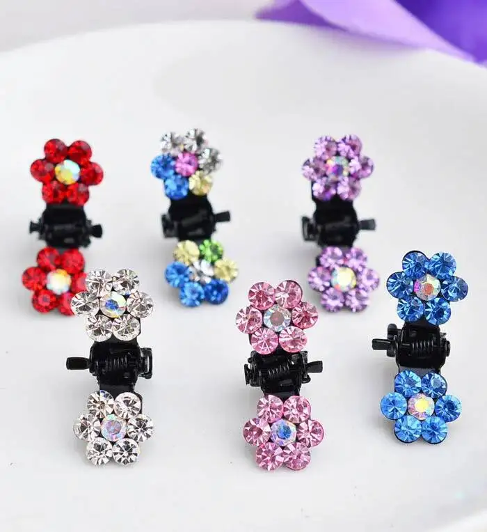 

12 Pieces/ Lot Mini Hair Claw Hair Jewelry Accessories Fashion Small Hairpin For Girls Solid Rhinestone Paved Hair Clips