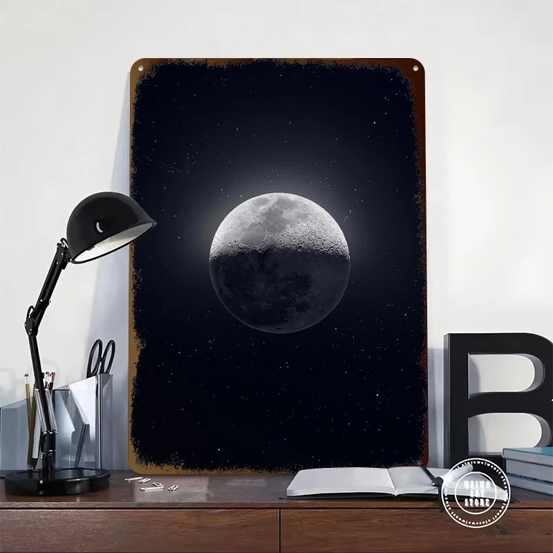 Moonlight Printed Poster Customized Retro Wall Art Vintage Metal Tin Signs for Bedroom Decoration Gaming Home Decorations House