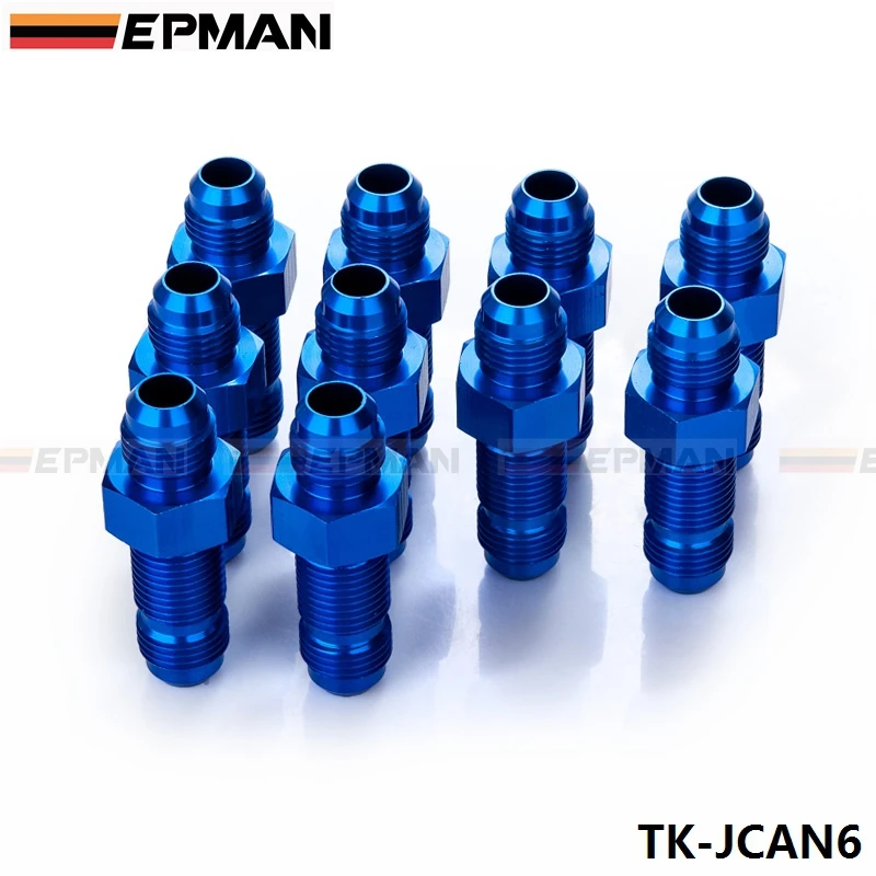 6AN AN-6 9/16 MALE THREAD STRAIGHT FLARE BULKHEAD FLARE BLUE ALUMINUM FINISH FITTING TK-JCAN6