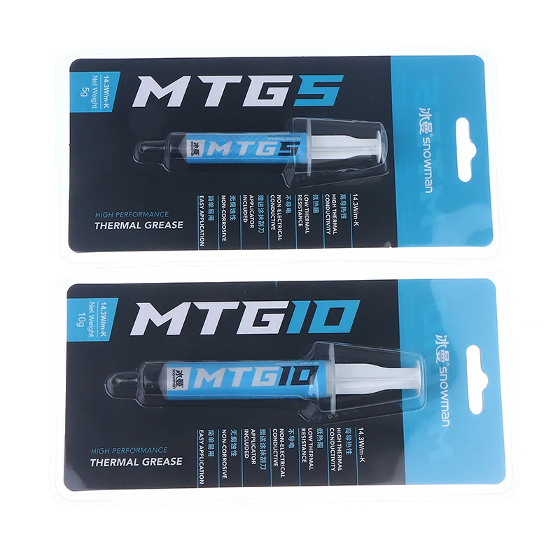 1 قطعة 5 جرام/10 جرام حقنة MTG5/MTG10 معجون الشحوم الحراري موصل 14.3 واط/mk لشحوم الكمبيوتر المكتبي المحمول بطاقة الرسومات رقاقة