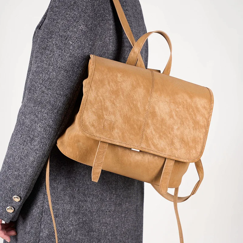 2026 New Matte Cowhide Messenger Bag, Large Capacity Minimalist Flap Shoulder Crossbody Backpack For Commute SAC