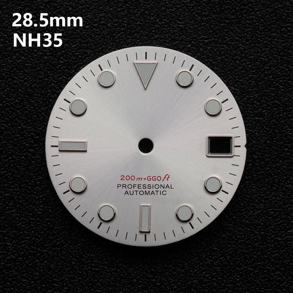 28.5mm S Logo SUB Dive Dial Fit NH35/NH36/4R/7S Japanese Movement Green Luminous Sunray High-Quality Watch Modified Accessories