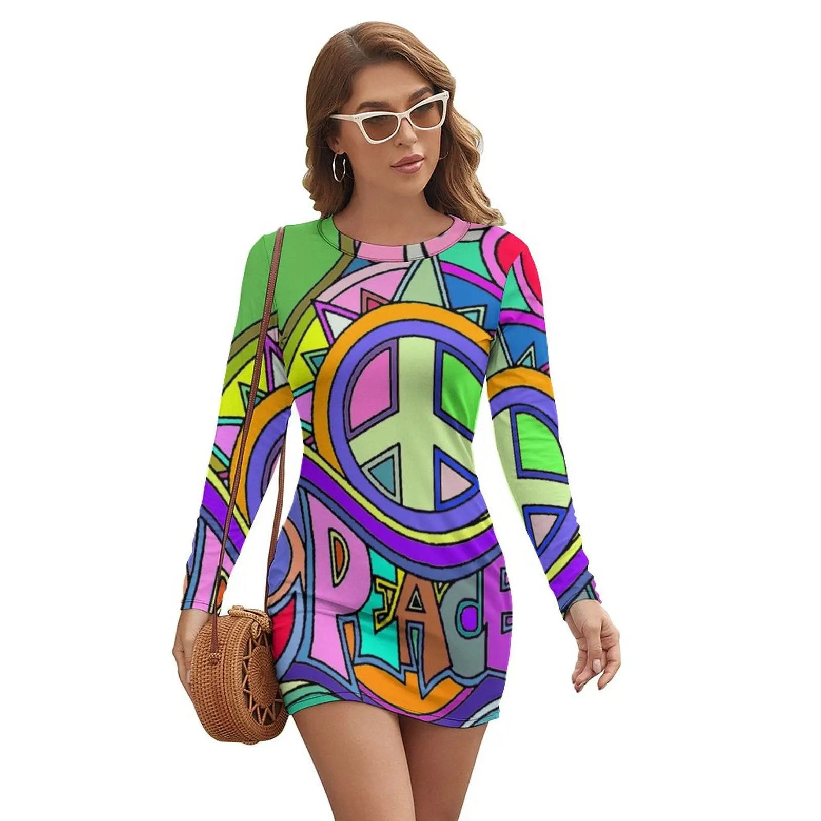 

Colorful Trippy Hippy Art Long-sleeved Dress long dresses for women Woman fashion Aesthetic clothing