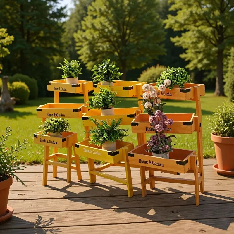 Solid wood flower stand Plant stand Plant Three-layer pot Corner plant Multi-layer flower stand