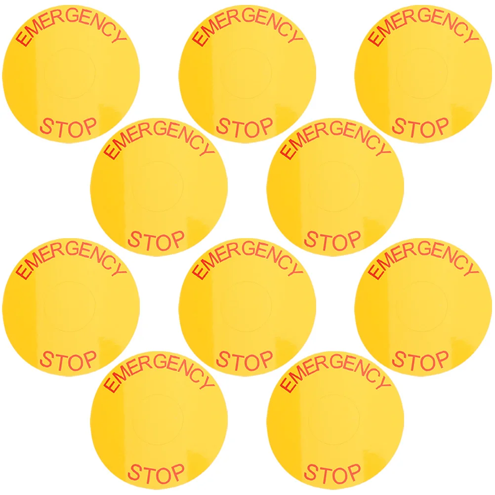 10 Pcs Emergency Stop Label Decals Equipment for Sticker Caution Stickers Signs PVC Shut-off