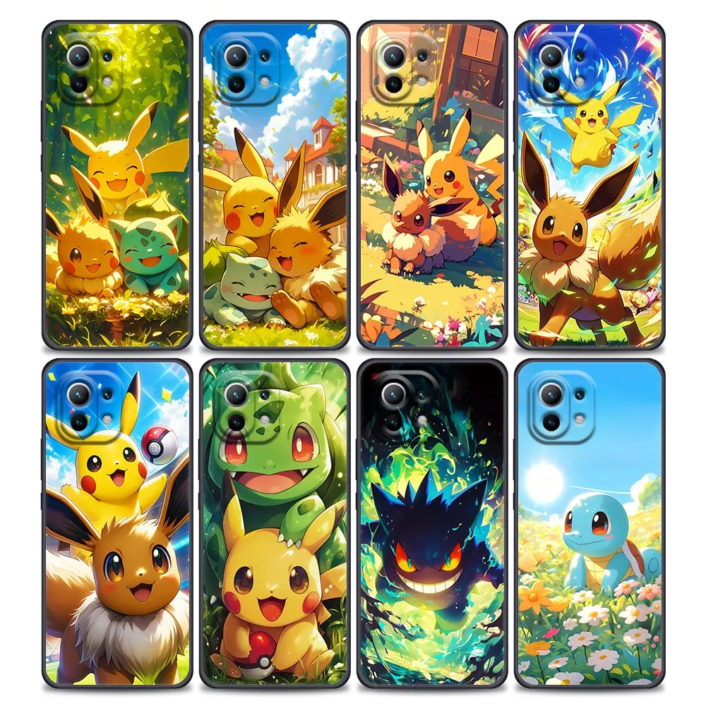 

Happy Pokemons Eevee Bulbasaur Pikachu For Xiaomi 15 Ultra 11T 12T 13T 14T Pro Phone Case POCO X7 M7 F7 Pro F5 F6 M6 X3 X6 Cover