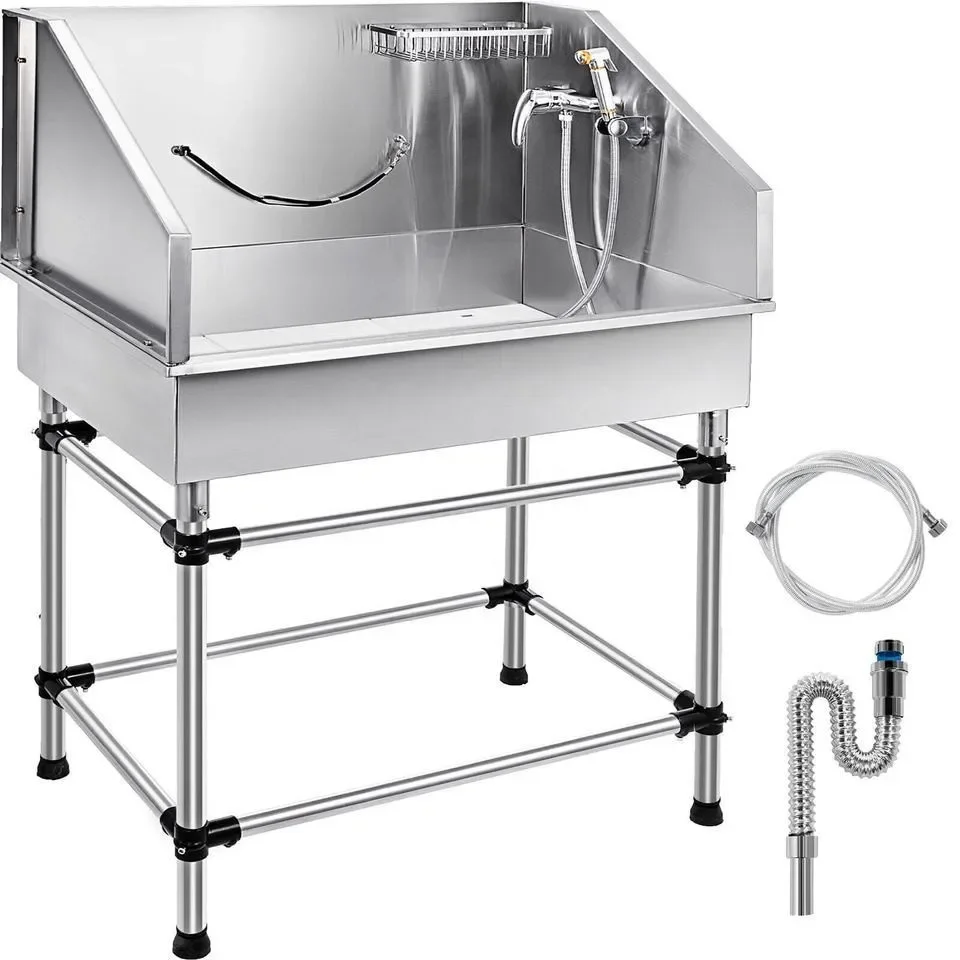 Simple Anti slip 304 dog wash basin thickened pet store cat and dog shower stainless steel pet bathtub