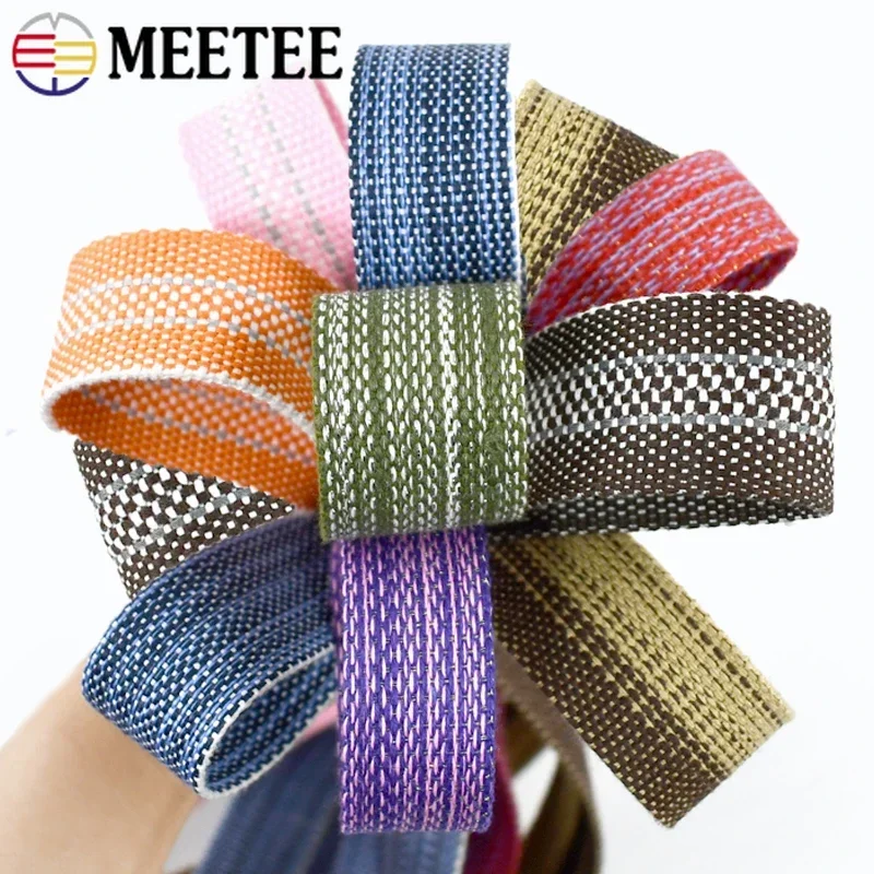 2/5/10M Meetee Cotton Webbing Jacquard Polyester Tape Bag Strap Ribbon Shoes Backpack DIY Sewing Clothes Bias Band Accessories