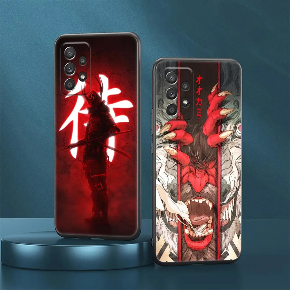 Red Sun Japanese Samurai Demon Art Case For Samsung Galaxy A23 5G Cases A13 4G A24 A23 A12 A14 A21s A22 A01 A03 A04 S Soft Cover