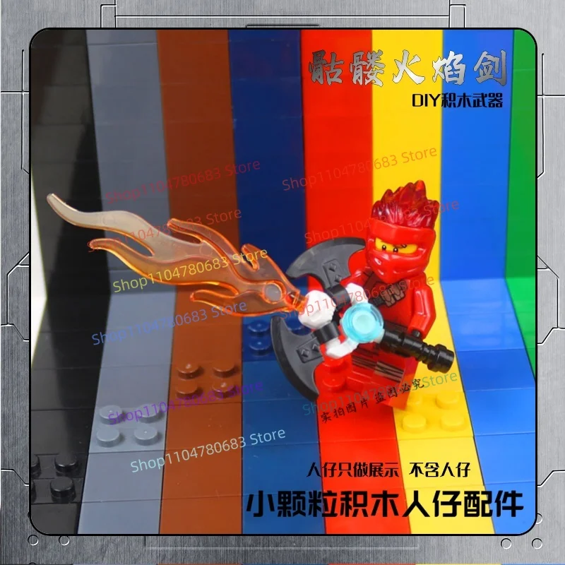 Bloques de construcción MOC, Mini figura, espada de llama y espada de hielo, modelo de ensamblaje, accesorios de dibujos animados de Anime, juguete para regalo coleccionable