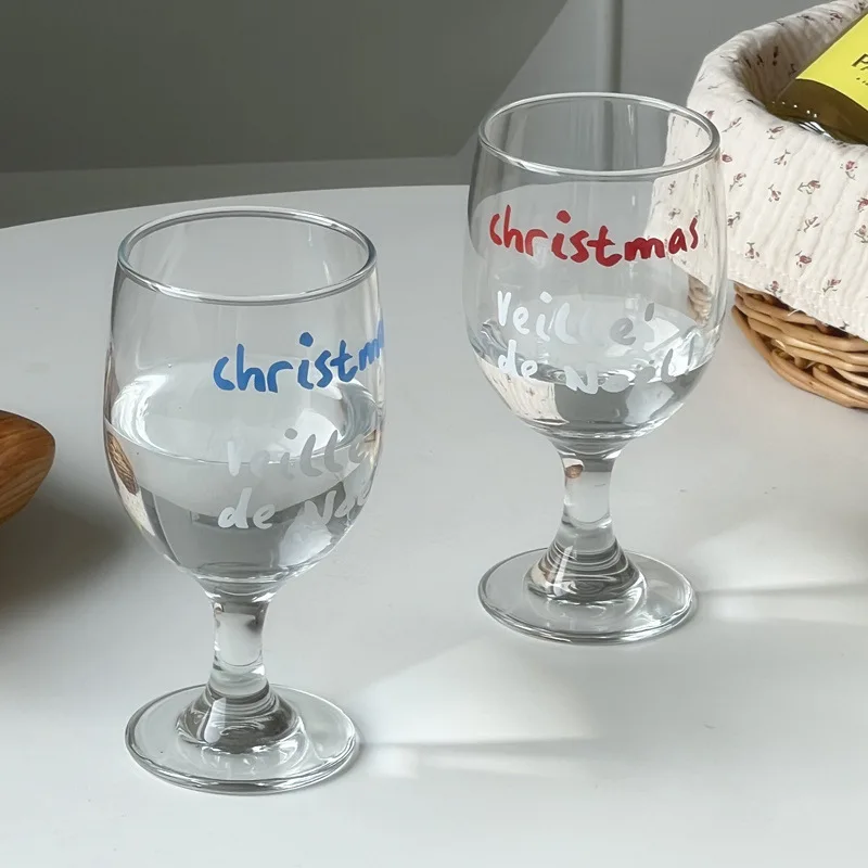 

340ml Cocktail Brandy Sparkling Wine Glass Letter Printed Cocktail Champagne Sparlking Wine Glass Christmas Party Beer Wine Cup