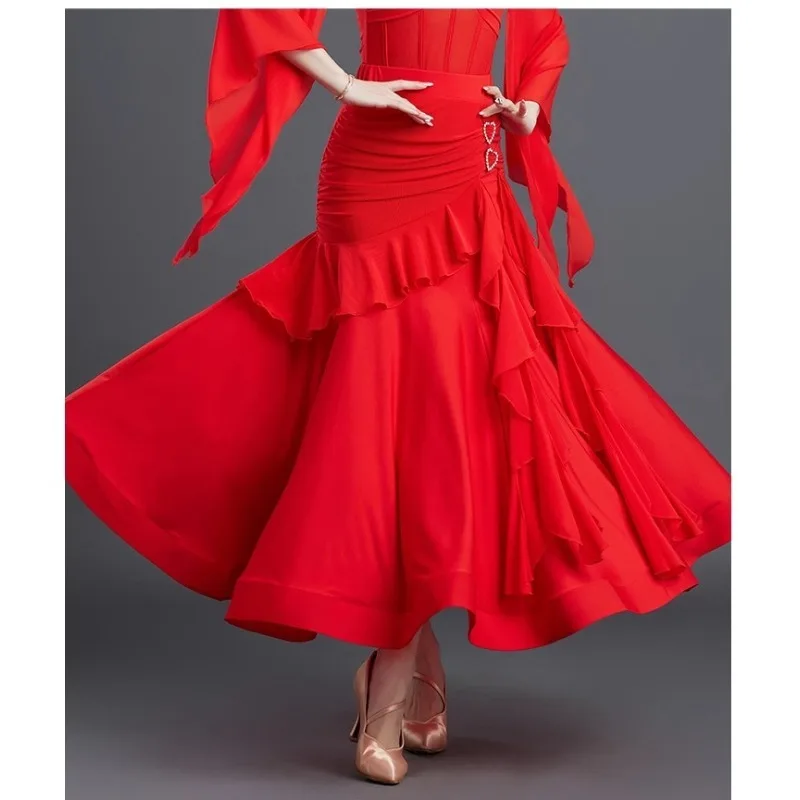 Robe de danse moderne personnalisée, jupe mi-longue pour femmes, nouvelle jupe de compétition de valse de danse Standard national