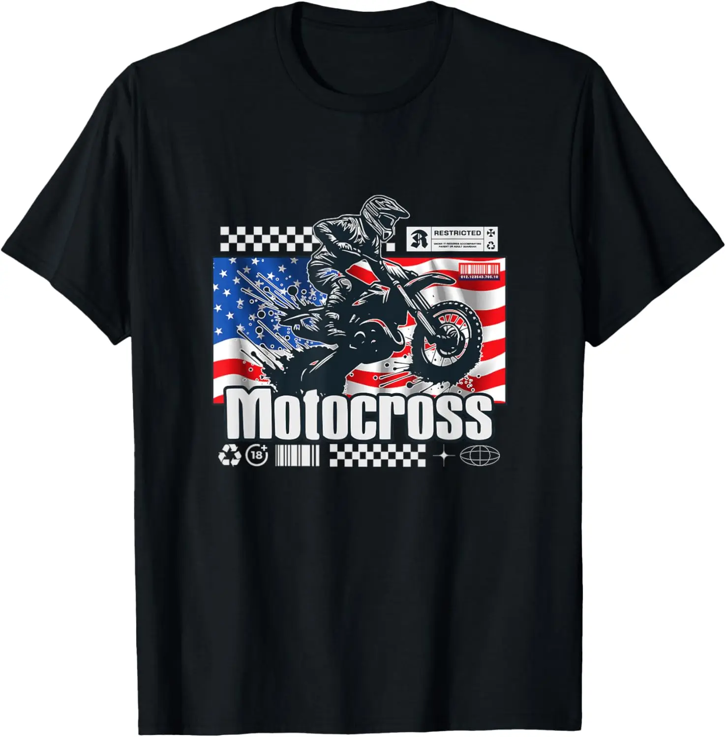Футболка с рисунком Dirt Bike Motocross MX Supercross на тему США