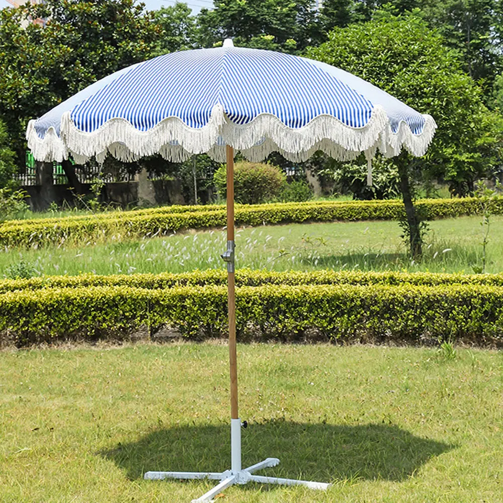 Outdoor Sun Protection Beach Umbrella Large Sun Umbrella Beach Seaside Pool Courtyard CampingTassel Sunshade