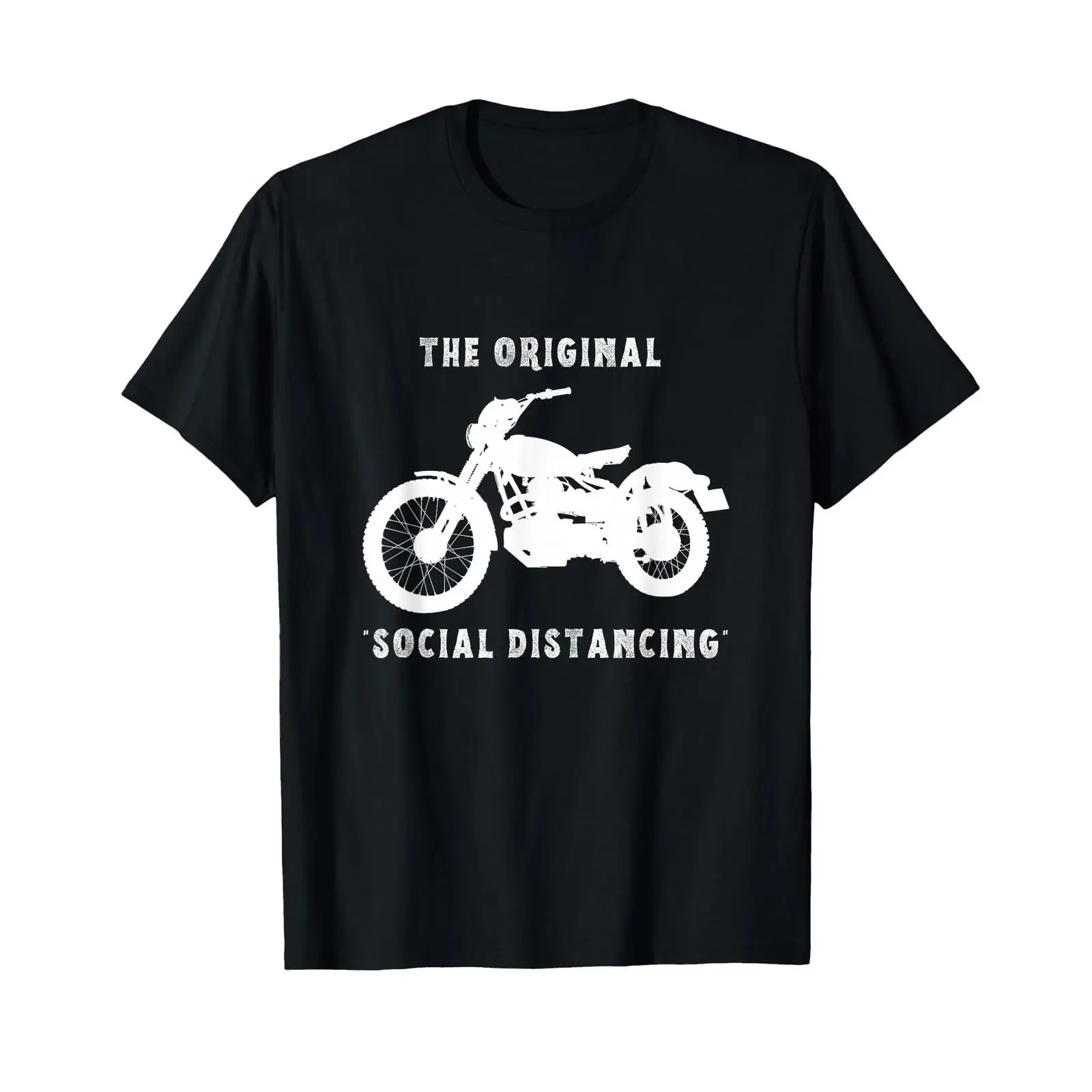 Funny Motorcycle Original Social Distancing T Shirt vintage Washed streetwear Top For Everyday Wear homme Casual Soft Versatile
