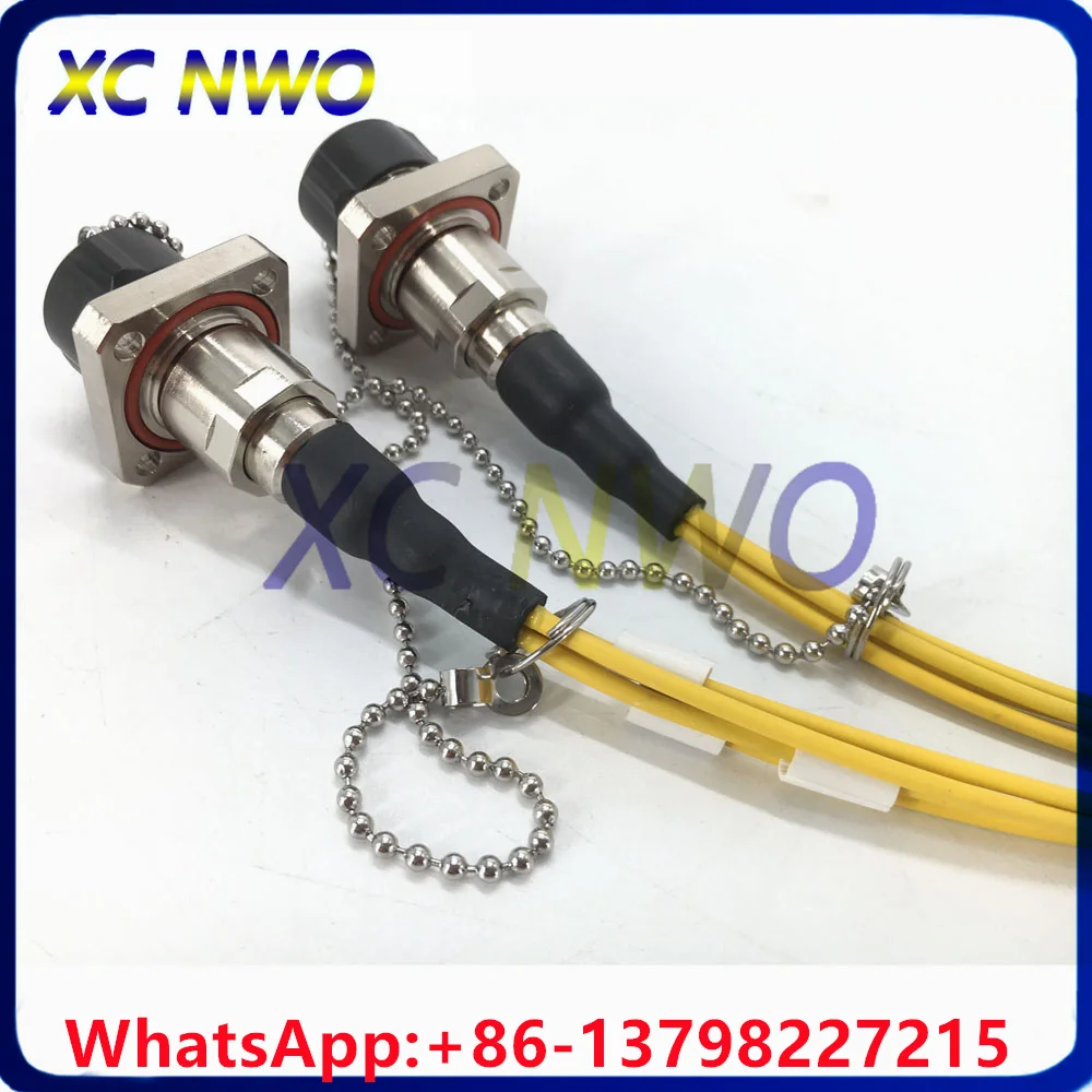 SM,4C,G657A1,4.0mm,1M  2.0mm Yellow LSZH Armored Cable from Plug to LC/UPC Connector,ODC Square Socket Female to LC/UPC