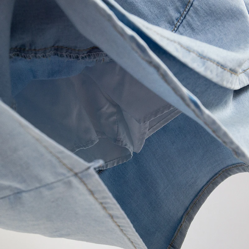 Spódnica Plus Size Kobiety 2024 Jesień Nowość Błękitny kolor Spódnica dżinsowa z podszewką Koreański styl Mini dżinsy Spódnice