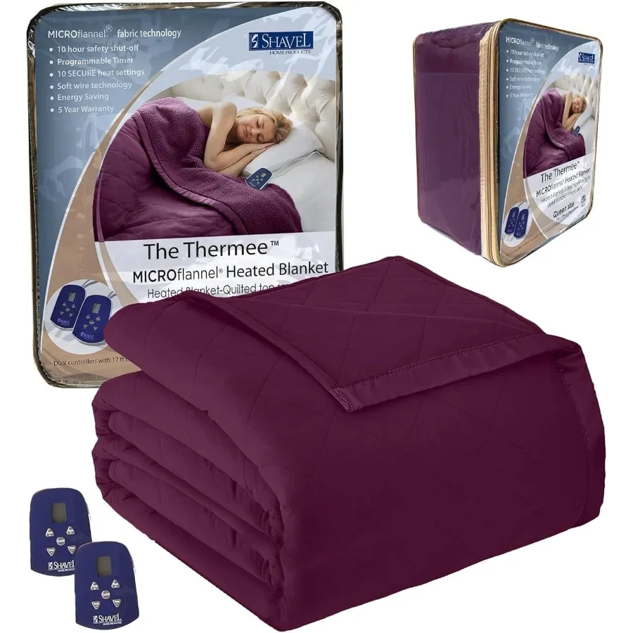 

Micro Flannel Blanket King Size Heated Blanket with 10 Settings Programable Heating Blanket Luxuriously Soft Heated Throw Blank