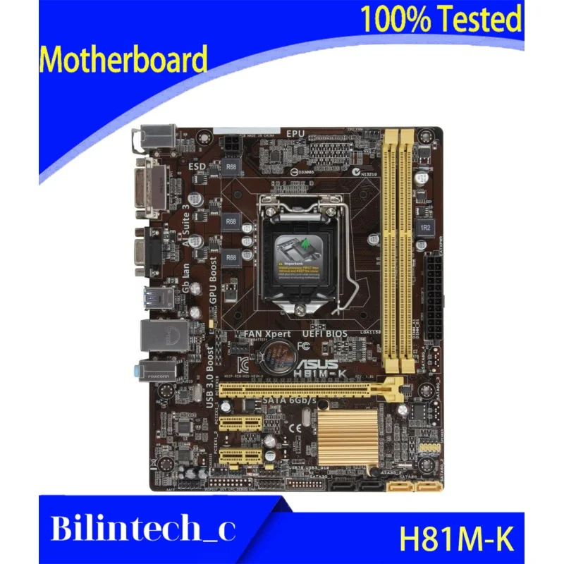 FOR ASUS H81M-K Motherboard Support 4 Generation i5-4590 DDR3 16G H81 LGA1150