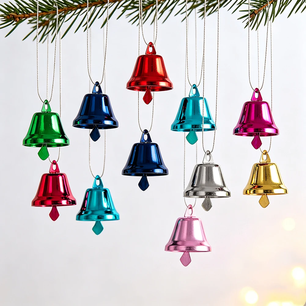 12pcs Alloy Wind Bell Pendant DIY Wind Chimes Hanging Jingle Bells Pet Collar Keychain Making Wedding Party Christmas Tree Decor