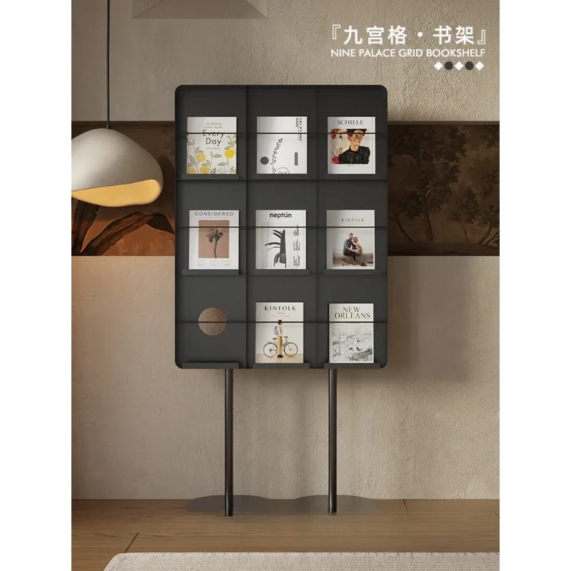 Medieval style office reading book bookshelf, vertical shelf floor newspaper shelf